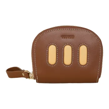 TOUTOU Cow Leather Coin Purse Wallet Regular Women's Chocolate Brown