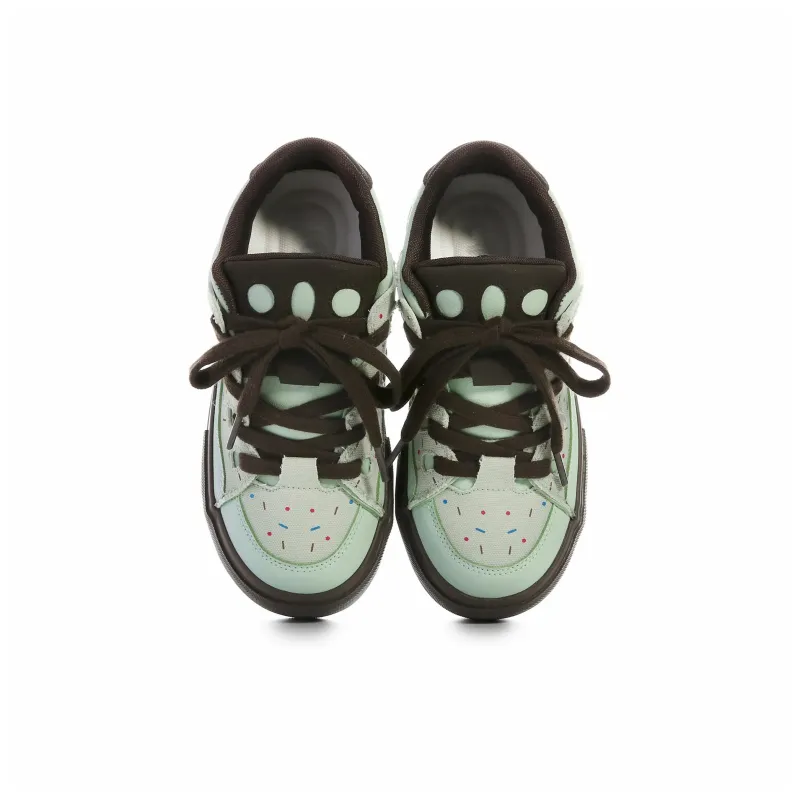 Anime Story Slip Resistant, Abrasion Resistant, Lightweight, Breathable Low Top Skateboard Shoes Women's Mint Chocolate-3