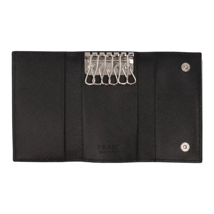 PRADA Saffiano Calfskin Key Pouch Men's Black-3