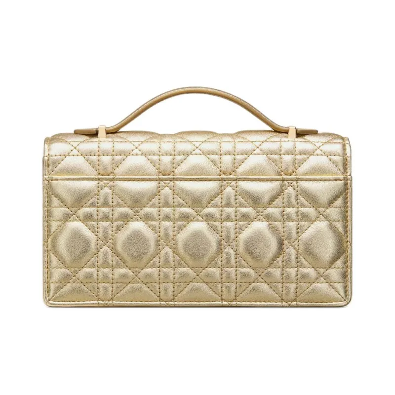 DIOR Calfskin Shoulder Bag, Crossbody Bag, Handbag Mini Women's Metal Gold-3
