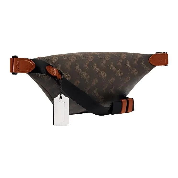 COACH Canvas With Leather Sling Bag Fanny Pack Large Size Men's Brown & Red-1