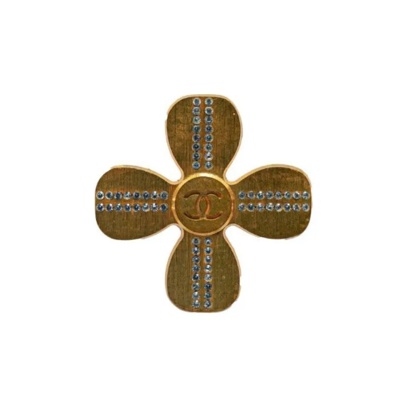 CHANEL 2001 Cc Clover Brooch-0