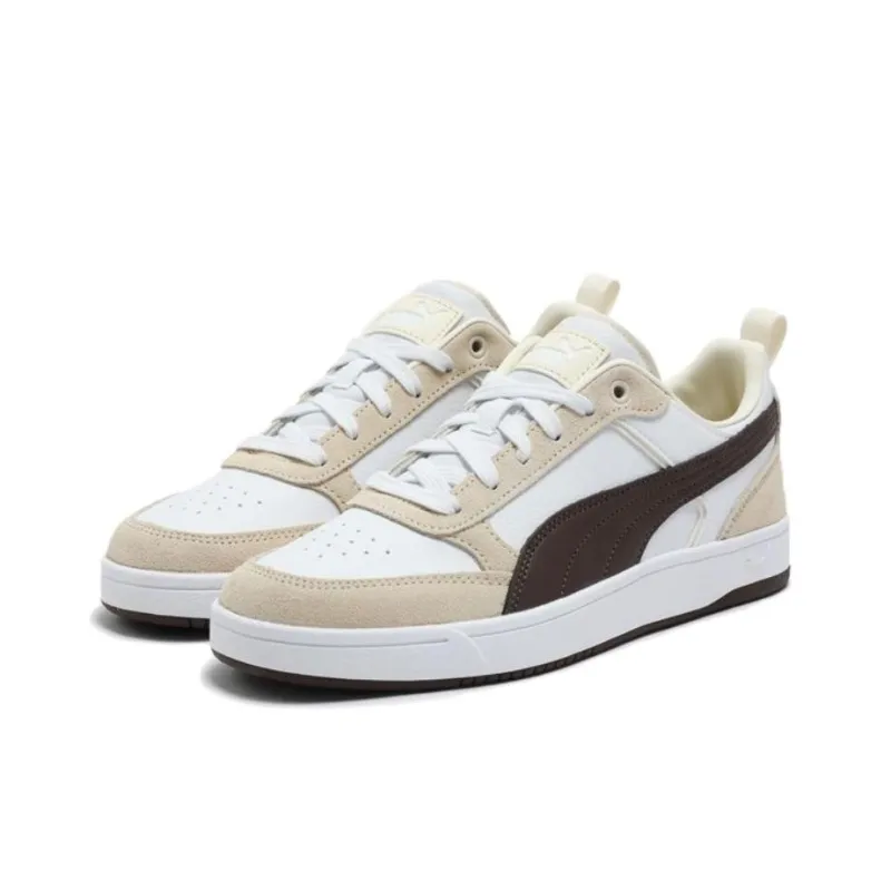 PUMA DRIBBLE Anti Slip Wear Resistant Low Top Skateboard Shoes Unisex White Brown-2