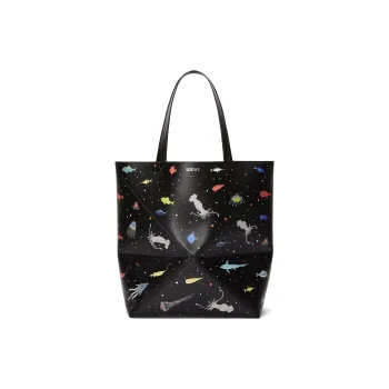 LOEWE Puzzle Fold Cow Leather Tote Bag, Shopping Bag, Handbag Extra Large Women's Black Multicolor