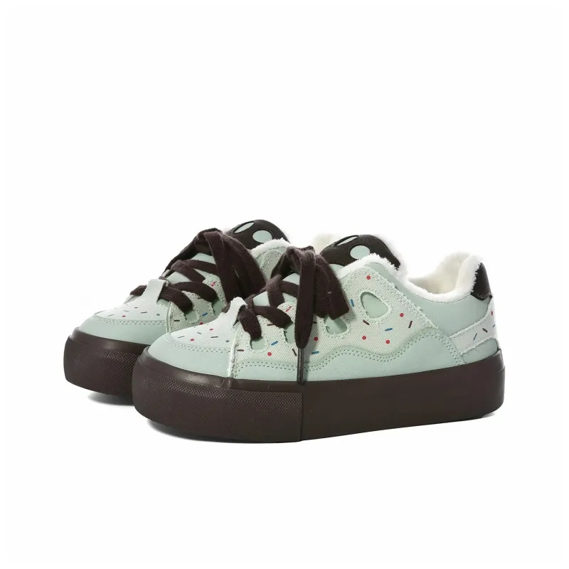 Anime Story Slip Resistant, Abrasion Resistant, Lightweight, Breathable Low Top Skateboard Shoes Women's Mint Chocolate-7