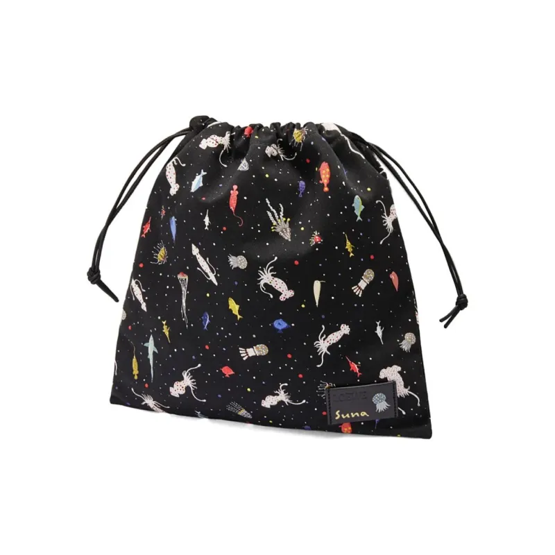 LOEWE Suna Fujita Collaboration Fabric Clutch Small Size Women's Black-1