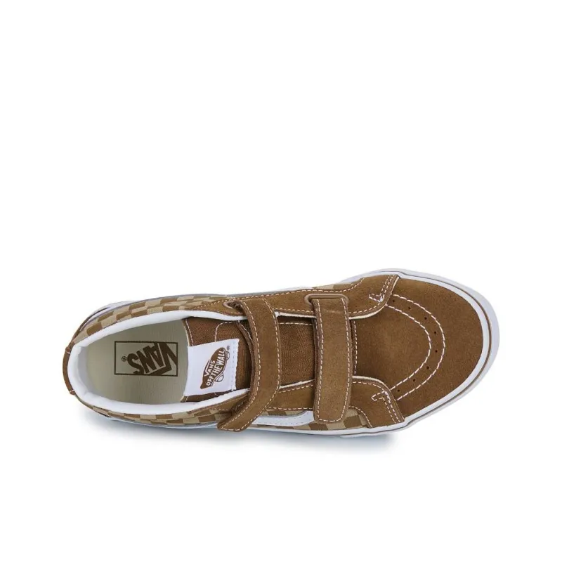 Vans OFF THE WALL Anti Slip Wear Resistant Mid Top Skateboard Shoes Women's Brown-3