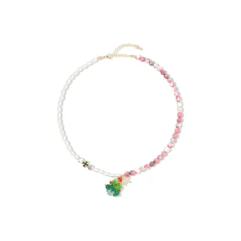 AWE Seed Beads Gold Five Pointed Star Lucky Four Leaf Clover Collarbone Chain Women's