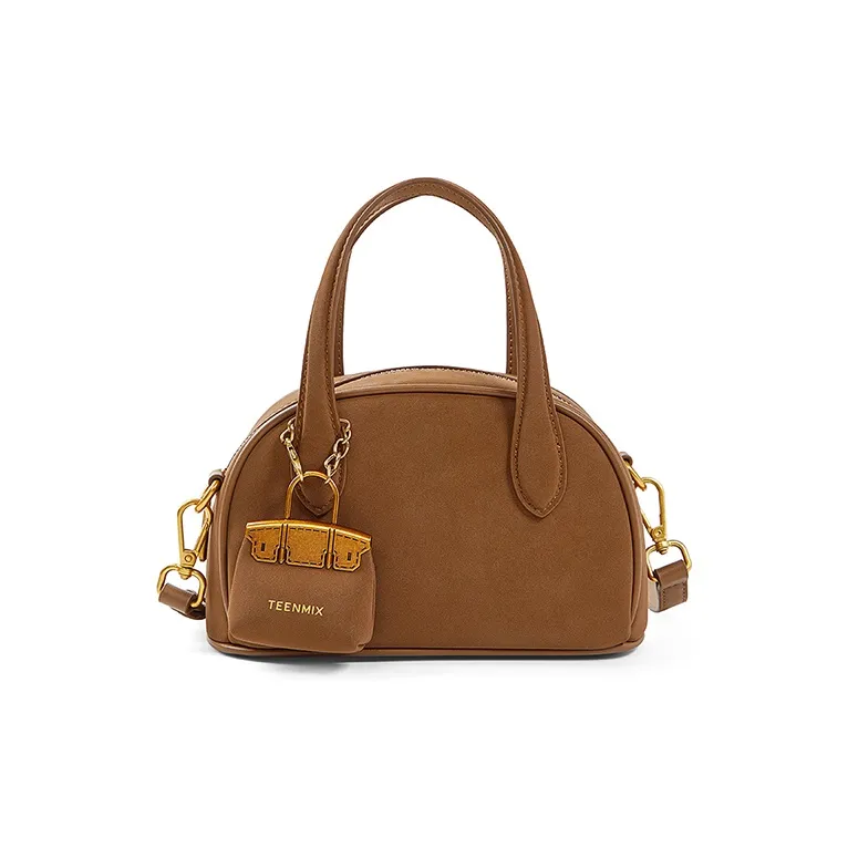 Teenmix Cow Leather Handbag, Crossbody Bag, Shoulder Bag, Bowling Bag Women's Brown/Coffee/Black-1