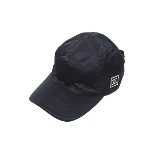 CHANEL Nylon Baseball Caps Women's Black