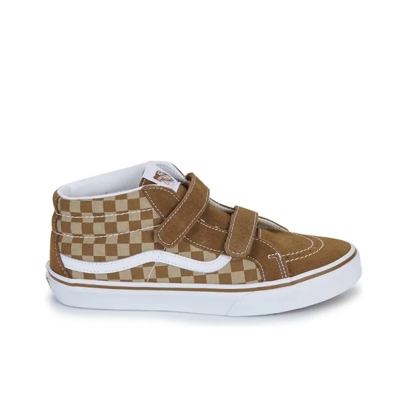 Vans OFF THE WALL Anti Slip Wear Resistant Mid Top Skateboard Shoes Women's Brown-1