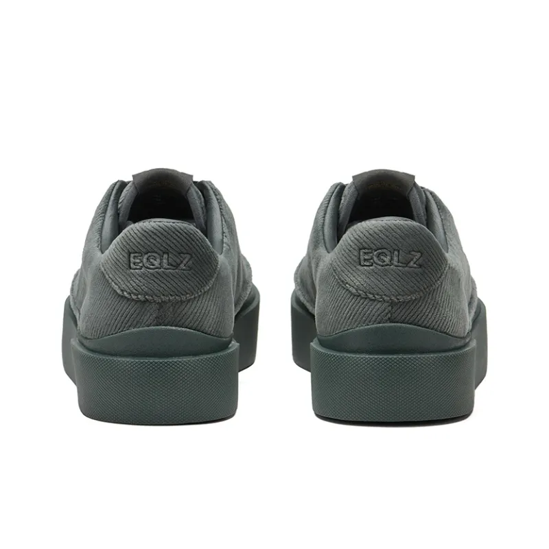 EQLZ EQUALIZER Fault Anti Slip Wear Resistant Low Top Skateboard Shoes Unisex Corduroy Green-4