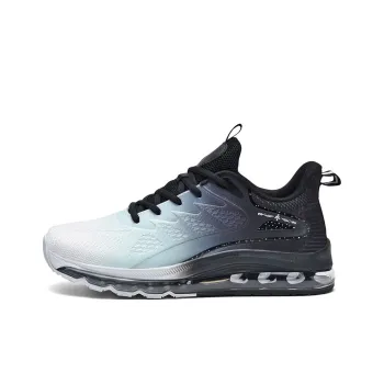 BIANSULONG Cushioned Slip Resistant Abrasion Resistant Low Top Air Cushion Casual Running Shoes Men's White Black