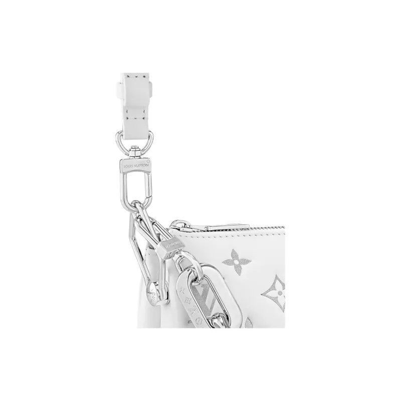 LOUIS VUITTON Coussin Lambskin One Shoulder Handbag Women's White-4