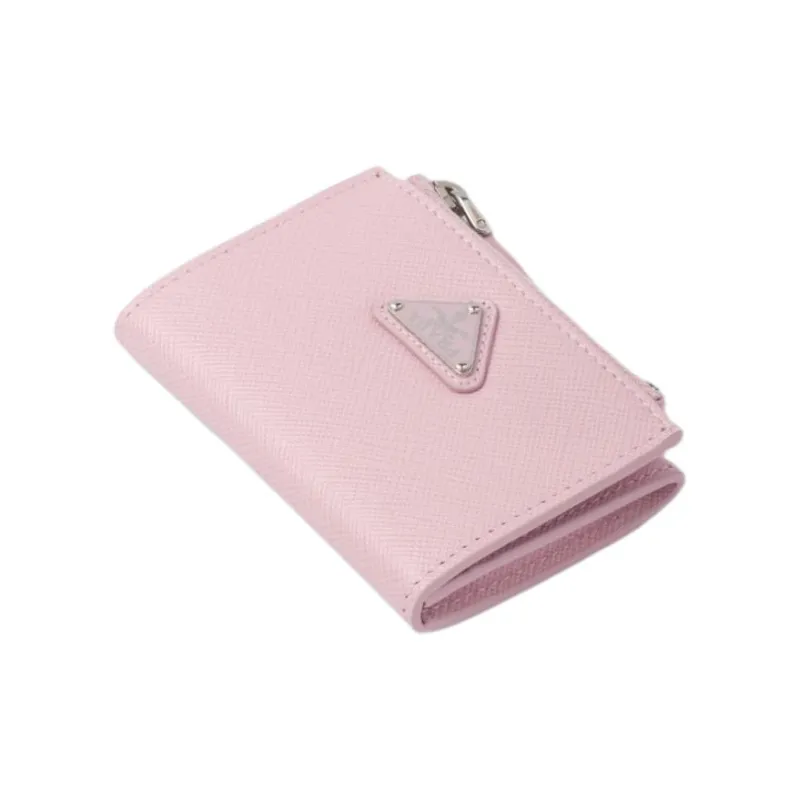 PRADA Saffiano Leather Card Holder Women's Pink-2