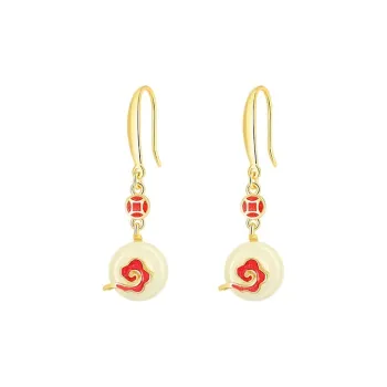 WEITIANXUAN Hetian Jade Earrings White Jade/Pale Greenish White Jade Women's