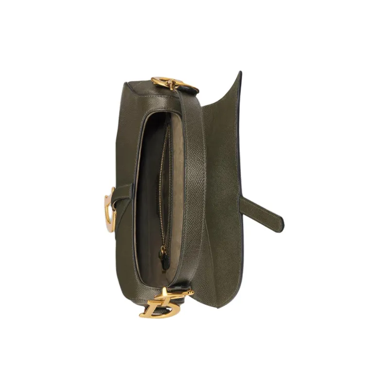 DIOR Saddle Calfskin Saddle Bag, One Shoulder Handbag Women's Khaki-4