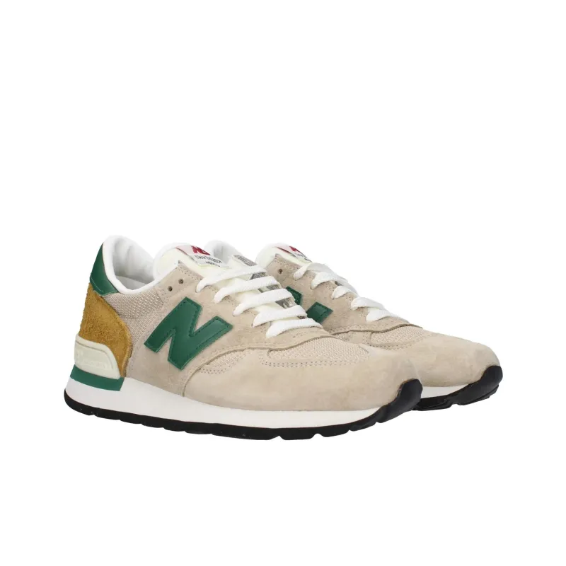 New Balance NB 990 Anti Slip Wear Resistant Low Top Casual Running Shoes Men's Beige Green-1