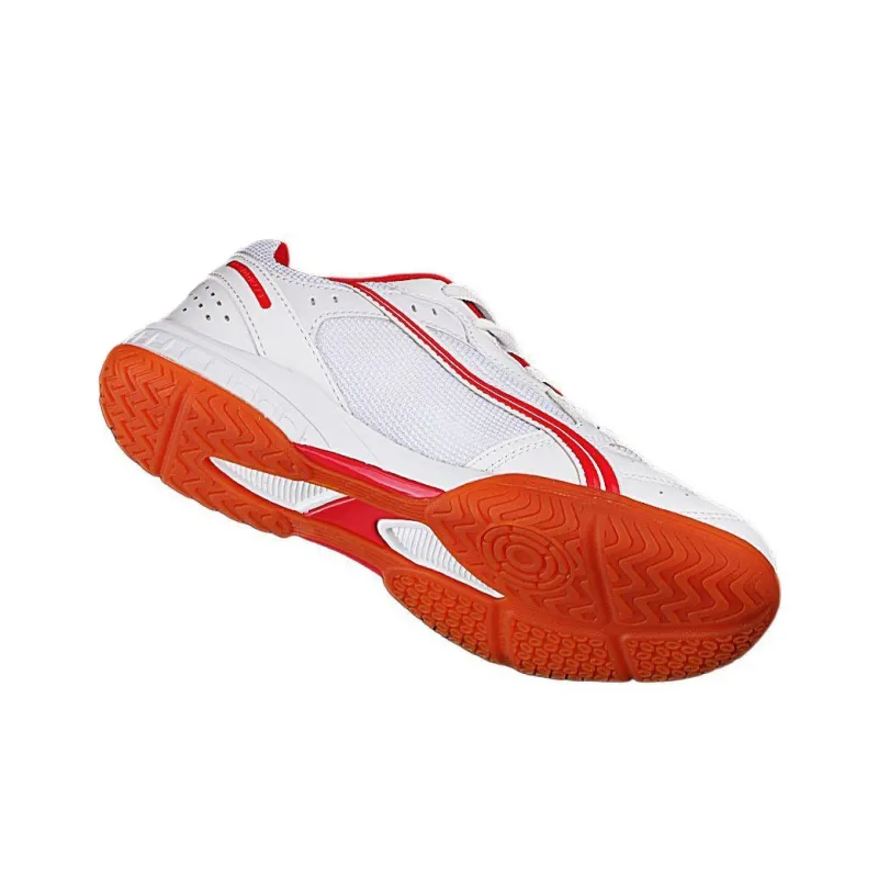 TIBHAR Dancing In The Air Cushioned Slip Resistant Low Top Training Shoes Unisex White Red-3