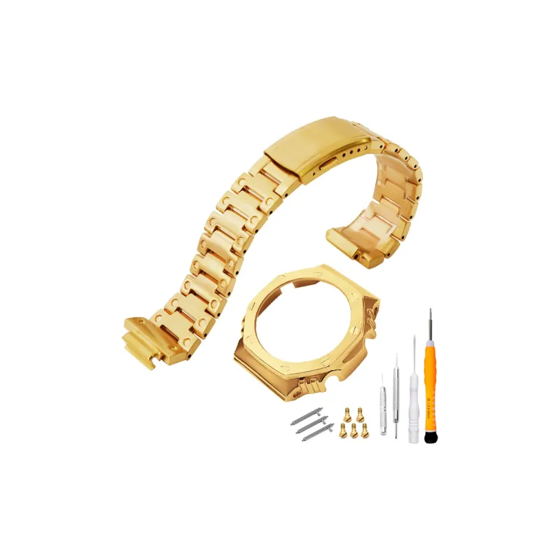 Keppot Compatible GA 2100 GA 2110 GA B2100 GM 2100 Customized Farm Oak Metal Watch Case Strap Unisex-10