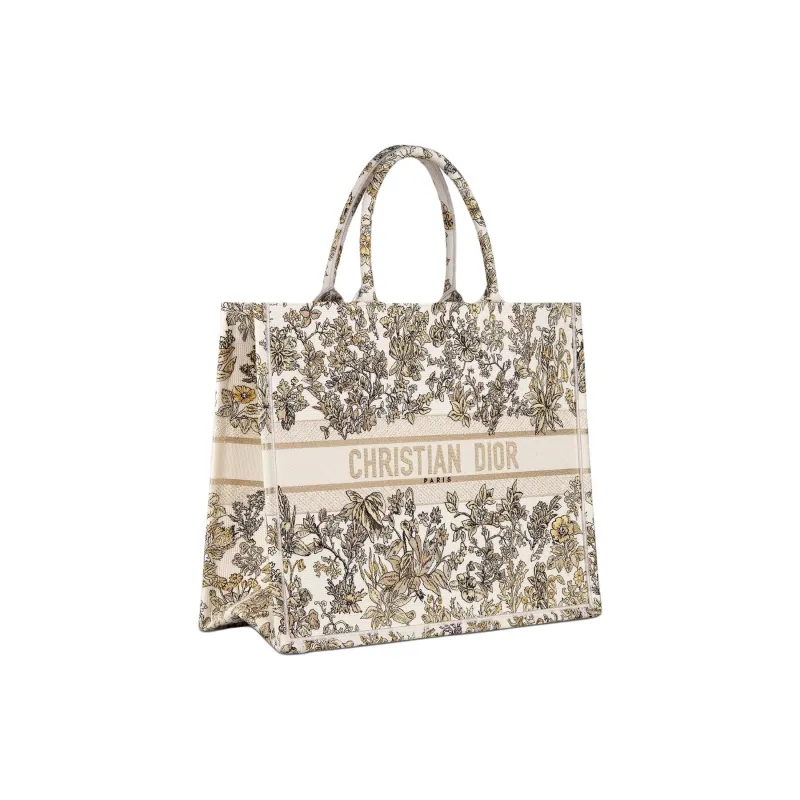 DIOR Cotton Tote Bag, Shopping Bag, Handbag Large Size Women's Beige-1