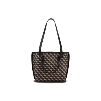 ELLE Synthetic Leather Tote Bag, Shopping Bag, Shoulder Bag, Handbag Regular Women's Black