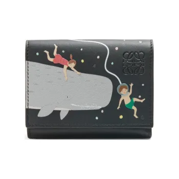 LOEWE Suna Fujita Collaboration Napa Calf Leather Wallet Unisex Black