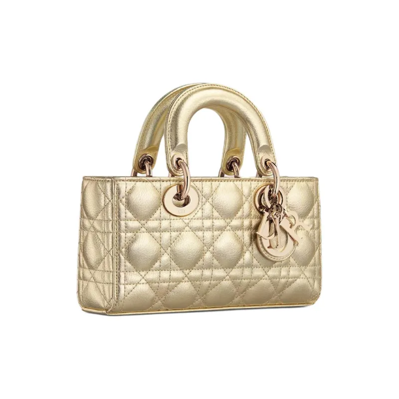 DIOR Lady D Joy Calfskin Lady Dior Bag, Shoulder Bag, Crossbody Bag, Handbag Small Size Women's Gold-1
