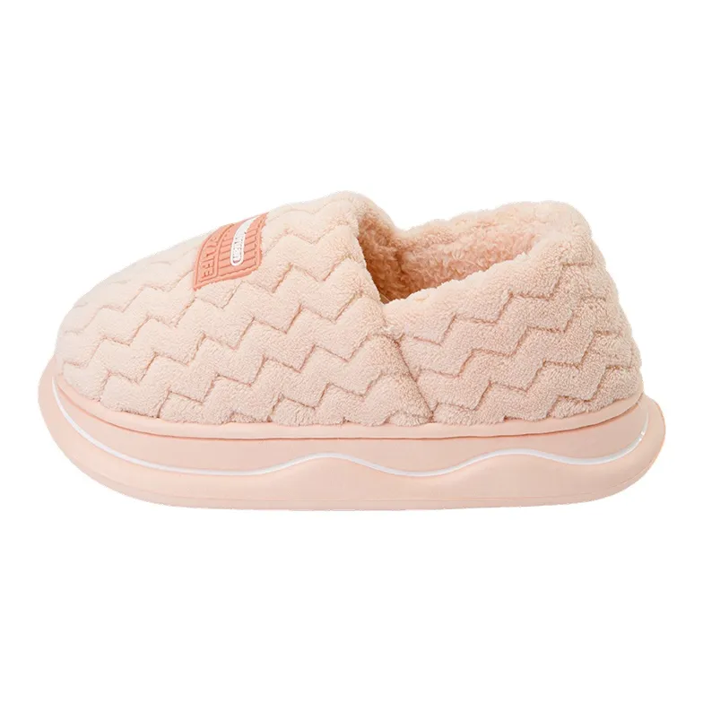 Warm Edge Unisex Minimalist Style Home Indoor Fall And Winter Slip Resistant Fleece Lined Warm Couple Padded Shoes-1