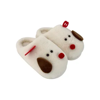 Yunpo Cute Dog Cotton Slippers Winter Warm Platform Fleece Cartoon Slippers