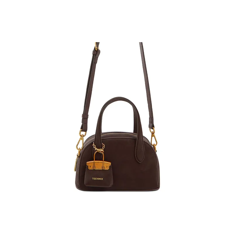 Teenmix Cow Leather Handbag, Crossbody Bag, Shoulder Bag, Bowling Bag Women's Brown/Coffee/Black-11