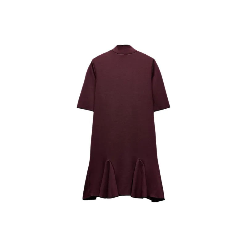 ZARA Short-Sleeved Dresses Women's Burgundy-1