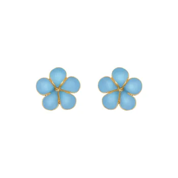 Oscar De La Renta Enamel Flower Stud Earrings