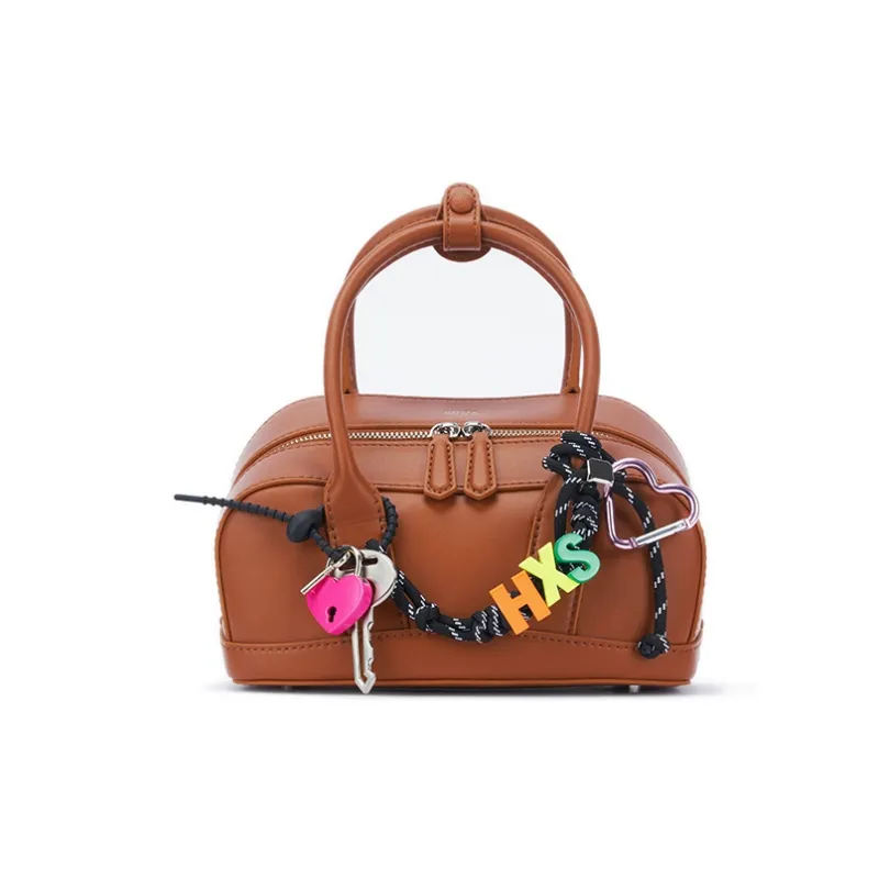 HXXXXS Cow Leather Handbag Women's Caramel Black-1