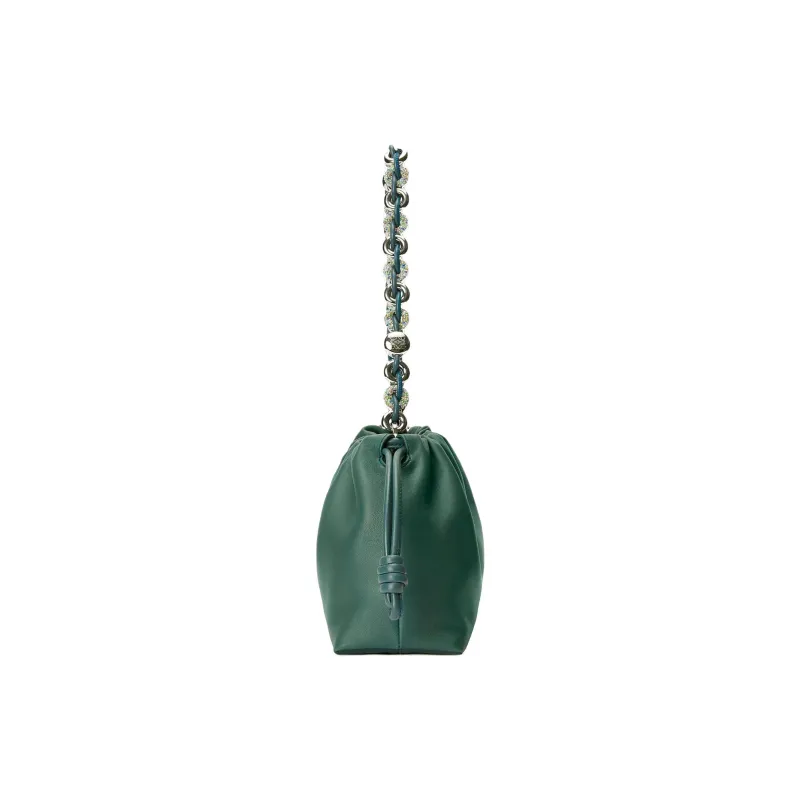 LOEWE Suna Fujita Collaboration Flamenco Nappa Sheepskin Leather Clutch Medium Size Women's Vetiver-3