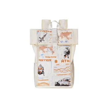 8atheist Polyester Backpack Unisex Beige Yellow