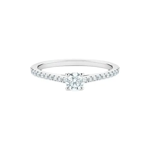 De Beers Platinum Db Classic Pavé Solitaire Diamond Ring