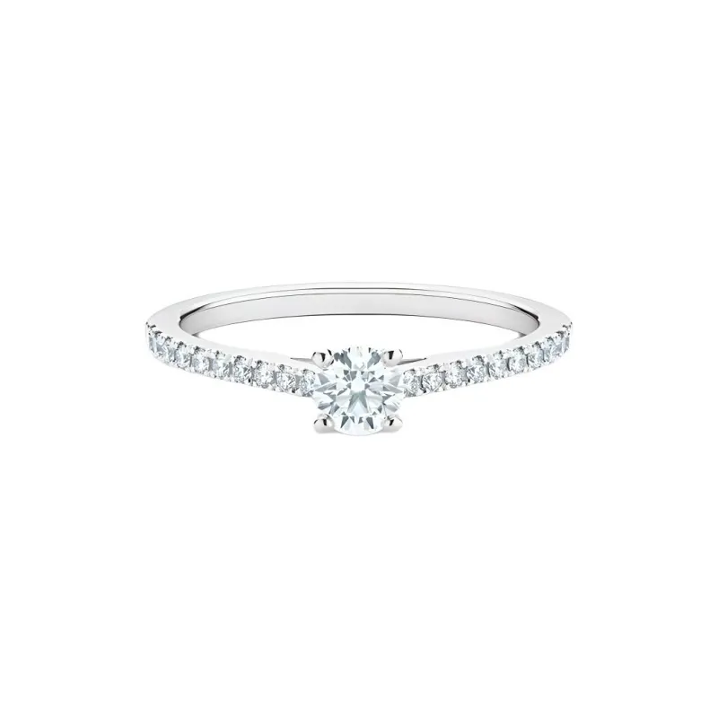 De Beers Platinum Db Classic Pavé Solitaire Diamond Ring-0