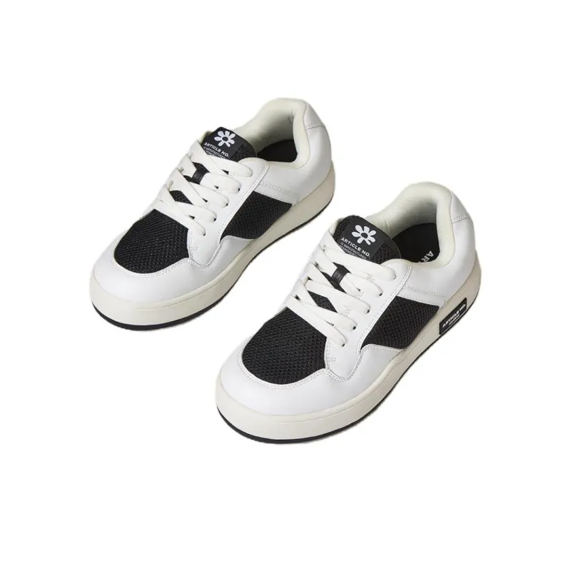 ARTICLE NO. American Burger Collection Anti Slip Wear Resistant Low Top Skateboard Shoes Unisex White Black-1