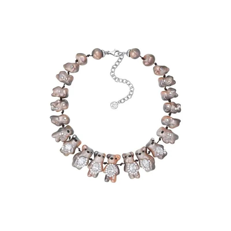 YVMIN Mini Pearlescent Bear Pearl Necklace-0