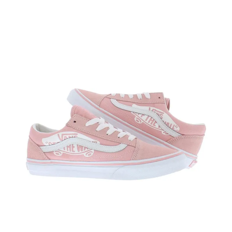 Vans Old Skool Anti-Kick And Wear-Resistant Low-Top Kids' Skateboarding Shoes Light Pink Teenagers-1