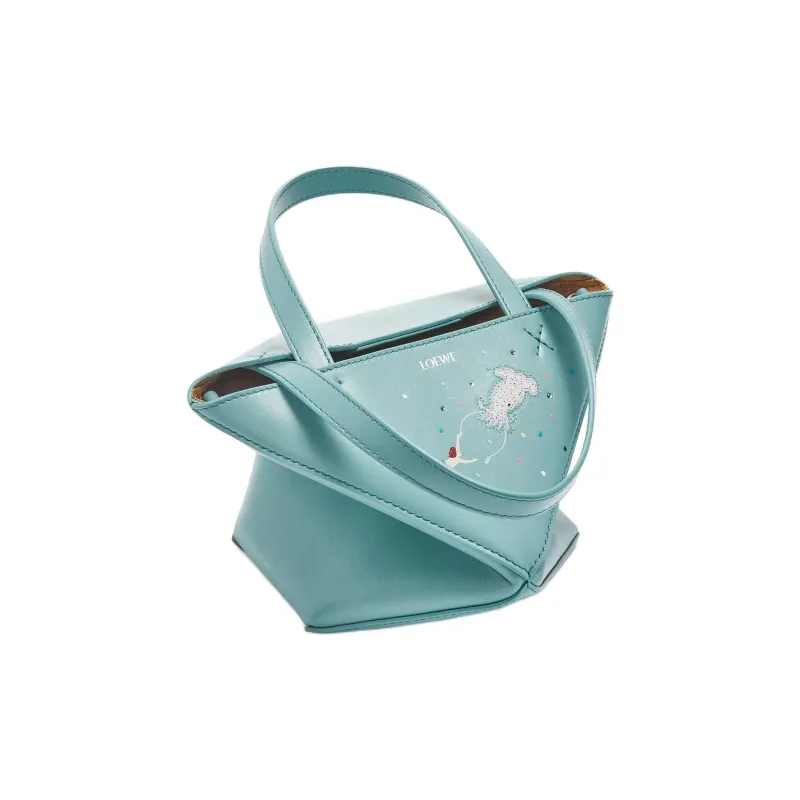 LOEWE Suna Fujita Collaboration Puzzle Fold Cow Leather Shoulder Bag, Crossbody Bag, Handbag Mini Women's Water-3