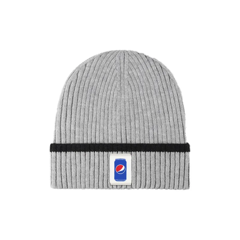 Pepsi Polyester Plush Beanie Unisex Navy Blue Light Gray Dark Gray-3