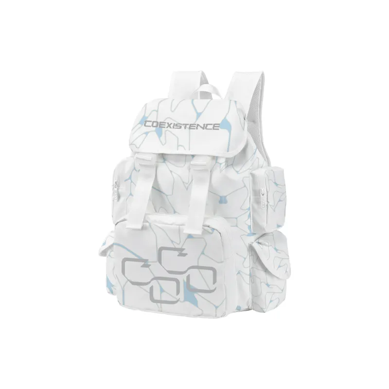 COEXISTENCE Polyester Commute Travel Versatile Backpacks Large Size Unisex White-2