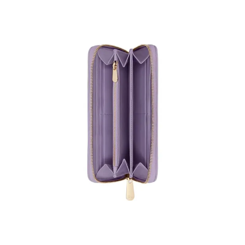 DIOR Lady Dior Heart Shaped Vine Pattern Lambskin Wallet Women's Light Purple-3