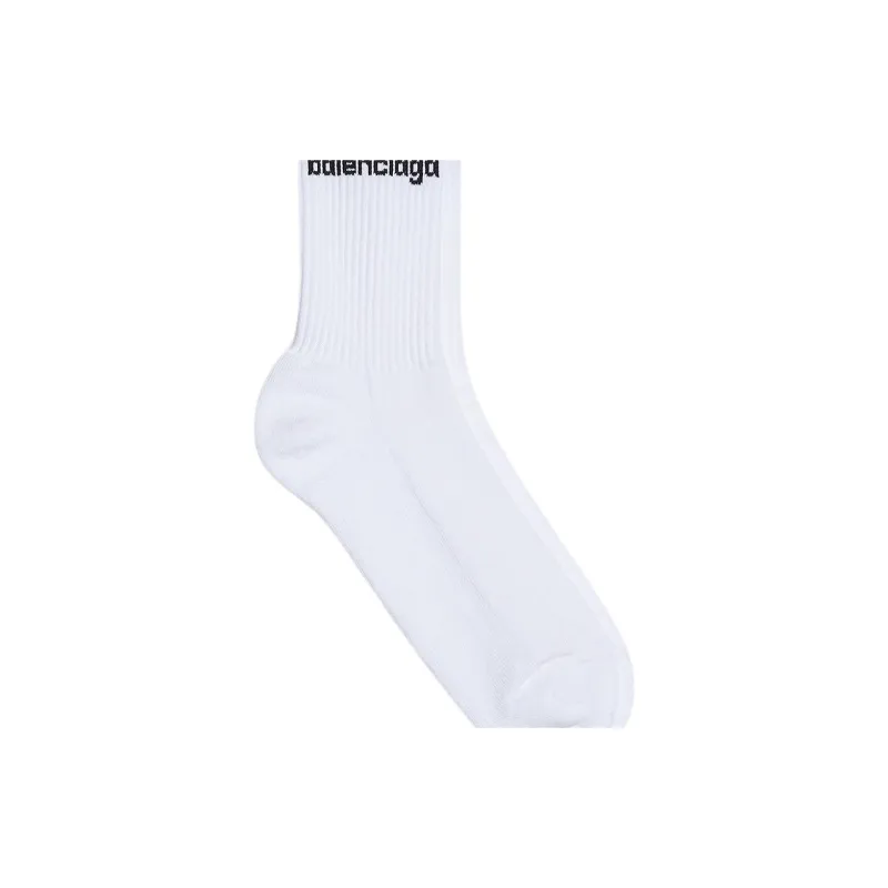 Balenciaga Mid Calf Socks Slim Fit Men's 1 Pack White-4