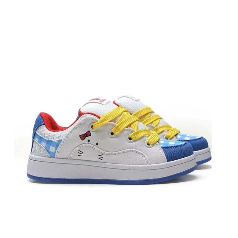 Durable Lightweight And Breathable Low-Top Stylish Skateboarding Shoes Women's Blue White Orchid Cat Element-3