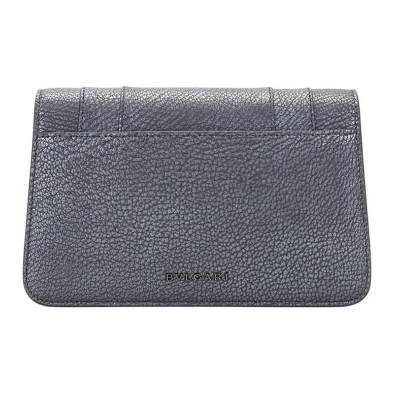 BVLGARI Serpenti Forever Series Leather Shoulder Bag Crossbody Bag Clutches Women's Charcoal-3
