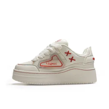 MXGM Slip Resistant Cushioning Abrasion Resistant Lightweight Breathable Low Top Skateboard Shoes Women's White Rainbow
