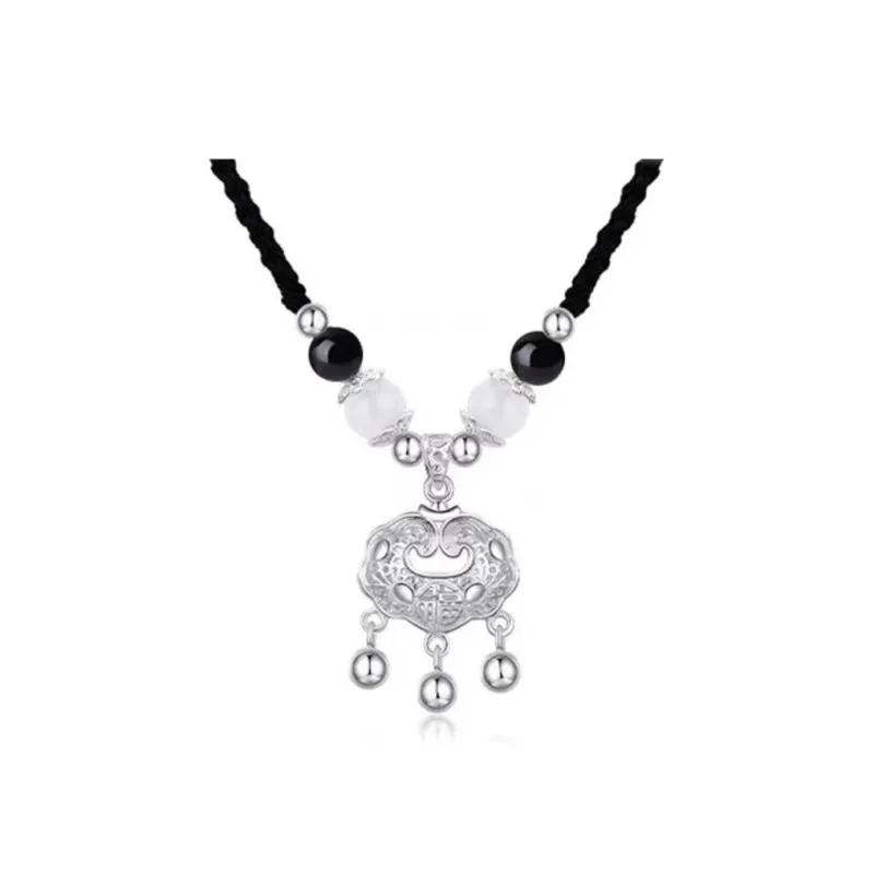 Muyan Alloy Peace Lock Auspicious Necklace Unisex-5